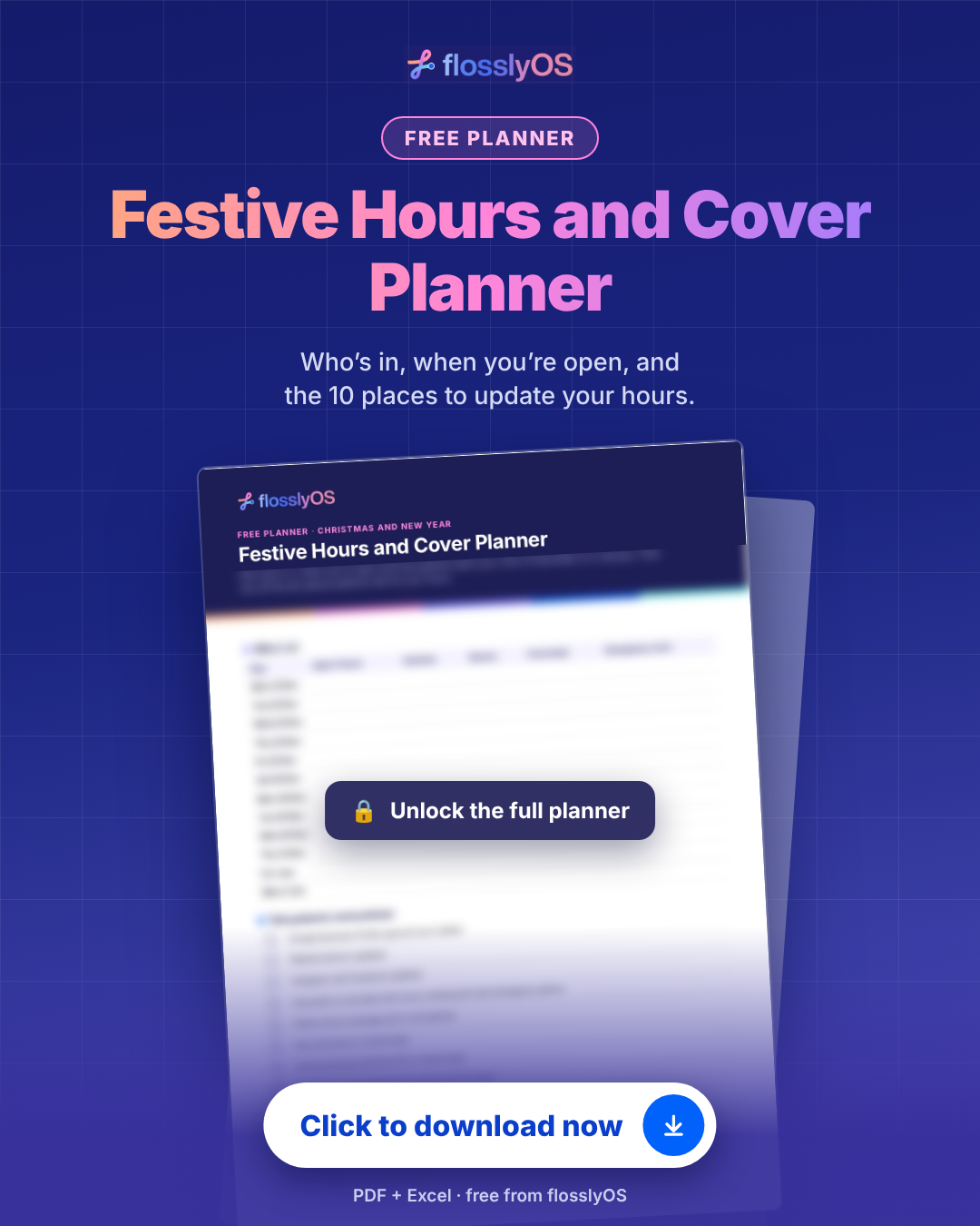 Festive Hours and Cover Planner